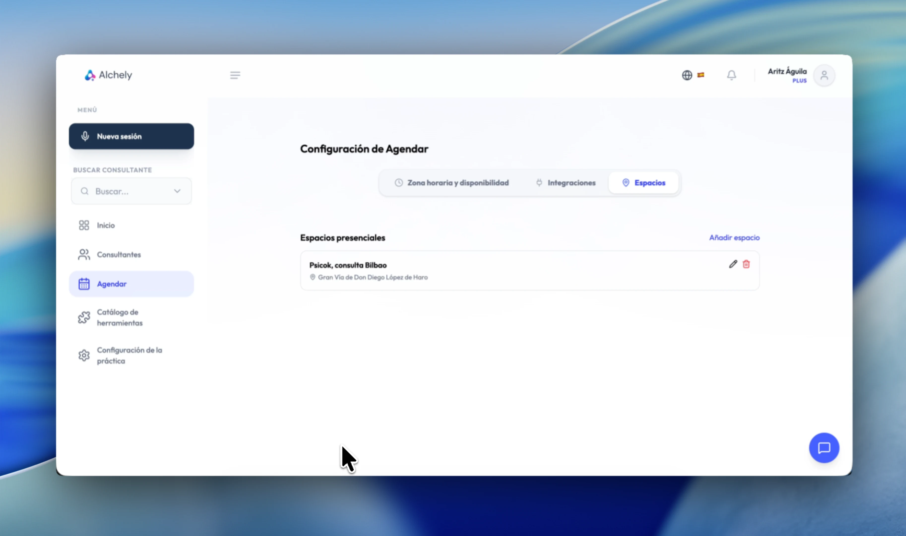 In-person spaces saved in the Scheduler settings, with their address