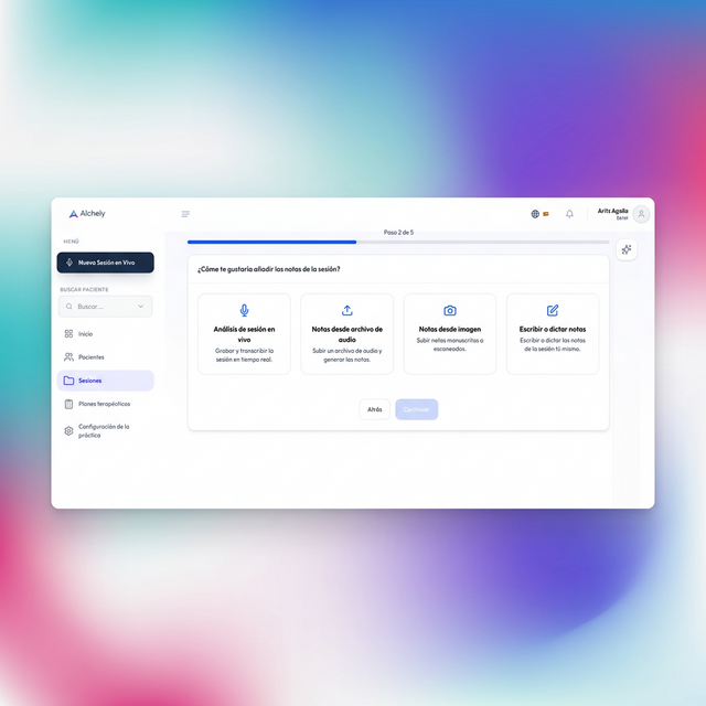 Interfaz de Notas de Sesión de Alchely