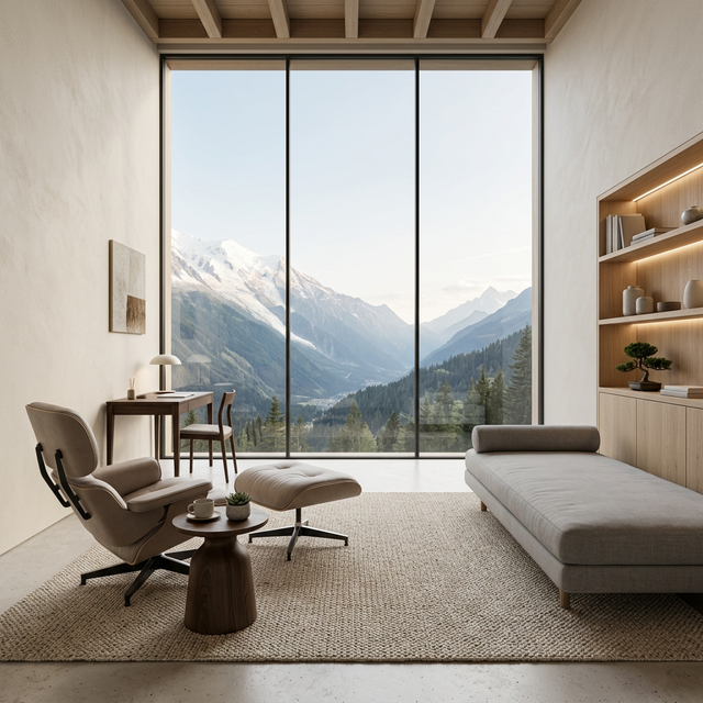 Zen Therapy Room with Mountain View